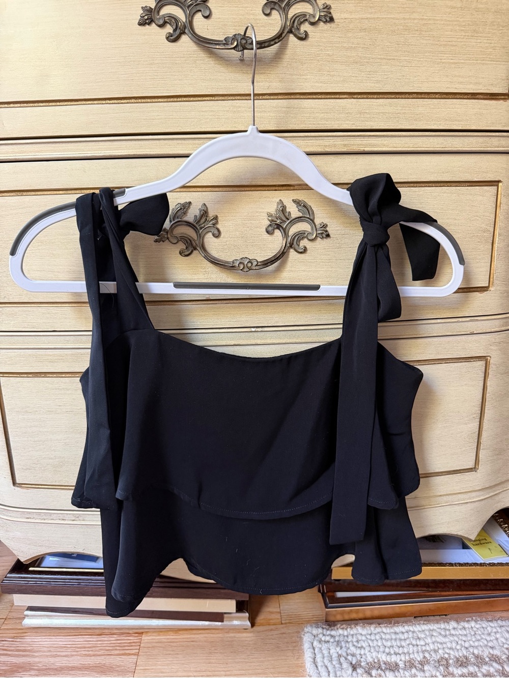 by the way. Black Tie-Shoulder Ruffle Camisole